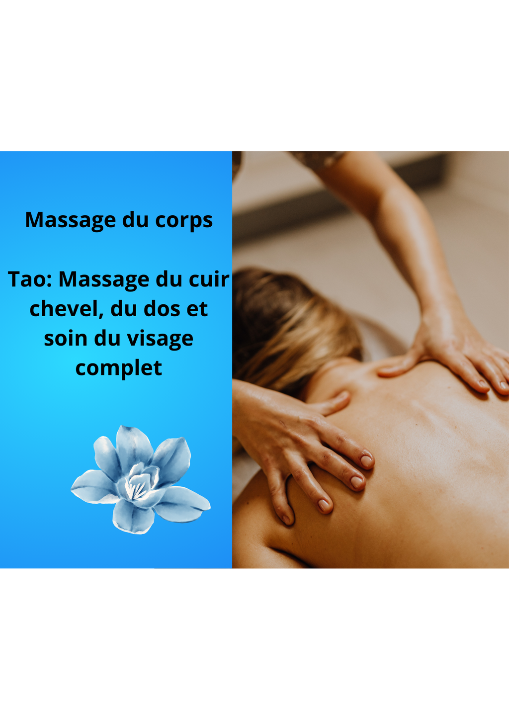 Massage Tao : Massage du cuir chevelu, du dos et soin du visage complet